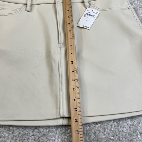 Good American Faux Leather Mini Skirt Bone Ivory Womens 10/30 NEW DEFECT - Picture 8 of 8